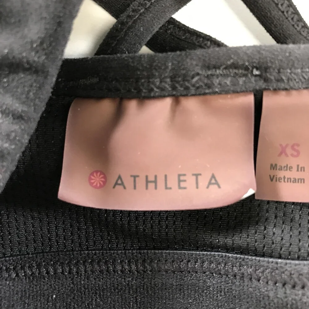 Athleta Sports Bra Womens XS Black Strappy Crossback Mesh Lined Removable Pads - Picture 6 of 14